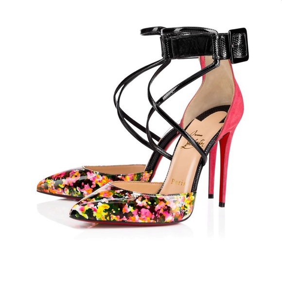 🔥🔥SOLD!!🔥🔥Christian Louboutin Suzanna 100 Black Pat/Granite - Picture 1 of 7